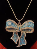 Blue and Silver Bow Necklace